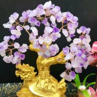 Fashion Decoration, Amethyst, with Resin, Tree, for home and office, golden, 200x100mm, Sold By PC