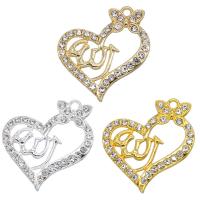 Tibetan Style Rhinestone Pendants, Heart, plated, DIY & with rhinestone, more colors for choice, nickel, lead & cadmium free, 29x30x3mm, 100PCs/Bag, Sold By Bag