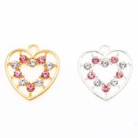 Tibetan Style Rhinestone Pendants, Heart, plated, DIY & with rhinestone, more colors for choice, nickel, lead & cadmium free, 20x21mm, 100PCs/Bag, Sold By Bag