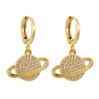 Cubic Zirconia Micro Pave Brass Earring, plated, fashion jewelry & micro pave cubic zirconia, golden, nickel, lead & cadmium free, 17x23mm, Sold By Pair