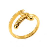 Vinger Ring in edelstaal, 304 roestvrij staal, plated, uniseks & verschillende grootte voor keus, gouden, Verkocht door PC