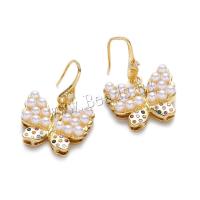 Cubic Zirconia Micro Pave Brass Earring with Plastic Pearl 18K gold plated & micro pave cubic zirconia & for woman gold Sold By Pair
