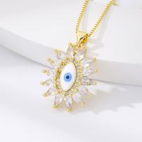 Evil Eye Jewelry Necklace Brass with Plastic Pearl real gold plated fashion jewelry & micro pave cubic zirconia & for woman nickel lead & cadmium free Sold By PC