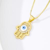 Evil Eye Jewelry Necklace Brass real gold plated fashion jewelry & micro pave cubic zirconia & for woman & enamel nickel lead & cadmium free Sold By PC