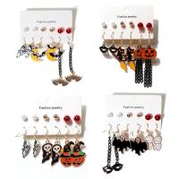 Zinc Alloy Earring Set with Plastic Pearl plated Halloween Jewelry Gift & for woman & enamel 25-70mm Sold By Set