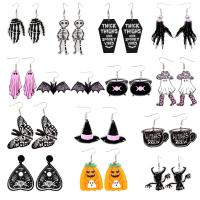 Akryl Drop Earring, med Zinc Alloy, Halloween smykker gave & forskellige stilarter for valg & for kvinde, earring length 25-70mm, Solgt af par