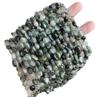 Naturlige kvarts smykker perler, Rutilated Quartz, Nuggets, du kan DIY, grøn, 6-8mm, 55pc'er/Strand, Solgt af Strand