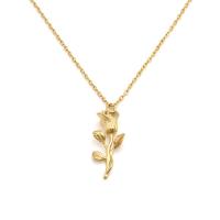 Stainless Steel Jewelry Necklace 304 Stainless Steel with 5cm extender chain Rose 18K gold plated fashion jewelry & for woman golden 2mm Length Approx 40 cm Sold By PC