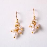 Freshwater Pearl Earrings, with Brass, real gold plated, fashion jewelry & for woman, golden, 26mm, Sold By Pair