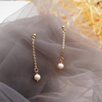 Sladkovodní Pearl náušnice, s Mosaz, 18K pozlacené, módní šperky & pro ženy, více barev na výběr, 40mm, Prodáno By Pair