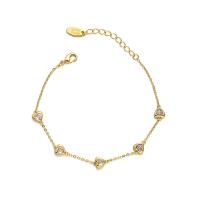 Brass Bracelet & Bangle, with 4.6cm extender chain, 18K gold plated, fashion jewelry & micro pave cubic zirconia & for woman, golden, Length:17.2 cm, Sold By PC