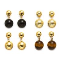 Brass Drop Earring with Gemstone 18K gold plated fashion jewelry & for woman Sold By Pair