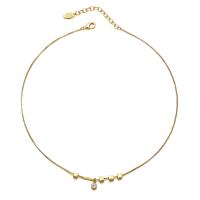 Collar de Latón, metal, con 6.3cm extender cadena, chapado en oro de 18 K, Joyería & para mujer & con circonia cúbica, dorado, longitud 41.6 cm, Vendido por UD
