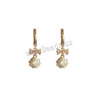Cubic Zirconia Micro Pave Brass Earring Copper Alloy real gold plated fashion jewelry & micro pave cubic zirconia & for woman nickel lead & cadmium free Sold By Pair