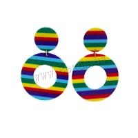 Asymmetric Earrings Acrylic Round fashion jewelry & for woman multi-colored Sold By Pair
