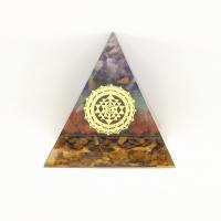 Mode Dekoration, Edelstein- Chips, mit Harz, Pyramide, für Zuhause und Büro, gemischte Farben, 49x55mm, verkauft von PC
