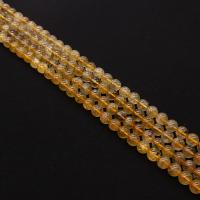 Natürlicher Quarz Perlen Schmuck, rund, DIY & verschiedene Größen vorhanden, gelb, verkauft per ca. 38 cm Strang