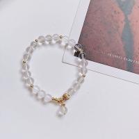 Quartz Bracelets, Clear Quartz, with Tibetan Style, Round, gold color plated, fashion jewelry & for woman, clear, Length:Approx 18 cm, Sold By PC