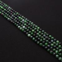 Gemstone smykker perler, Ruby i Zoisite, Runde, du kan DIY & forskellig størrelse for valg, grøn, Solgt Per Ca. 38 cm Strand