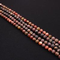 Gemstone smykker perler, Leopard Skin Stone, Runde, du kan DIY & forskellig størrelse for valg, blandede farver, Solgt Per Ca. 38 cm Strand