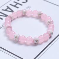 Gemstone Bracelets Natural Stone with Porcelain Fortune Cat fashion jewelry & Unisex 8mm Length Approx 18 cm Sold By PC