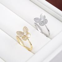Cubic Zirconia Micro Pave Brass Ring Butterfly plated fashion jewelry & micro pave cubic zirconia & for woman nickel lead & cadmium free Sold By PC