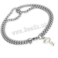 Stainless Steel Jewelry Bracelet, 304 Stainless Steel, Key, polished, Double Layer & fashion jewelry & Unisex, original color, Length:Approx 22 cm, Sold By PC