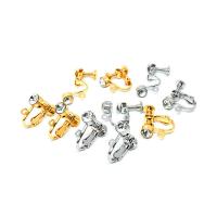 Brass Clip On Earring Finding, plated, DIY & with rhinestone, more colors for choice, nickel, lead & cadmium free, 14x17mm, 20PCs/Bag, Sold By Bag
