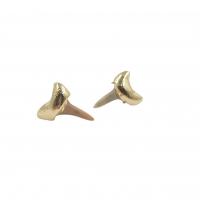 Brass Stud Earring, with Fossil Shark Teeth, gold color plated, fashion jewelry & Unisex, nickel, lead & cadmium free, 18x20mm, Sold By Pair