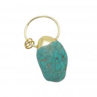 Bijoux pendentifs en laiton, avec turquoise, Placage, DIY, plus de couleurs à choisir, 26-27x47-56mm, Vendu par PC