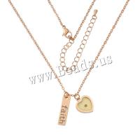 Stainless Steel Jewelry Necklace 304 Stainless Steel with 8.5CM extender chain Heart Vacuum Ion Plating for woman Length Approx 40  Sold By PC