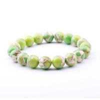 Gemstone Bracelets, Impression Jasper, Unisex, green, 8mm, Length:Approx 29 cm, Sold By PC