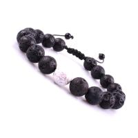 Gemstone Bracelets, Lava, with Cotton Thread & Tiger Eye, knit, Adjustable & Unisex, more colors for choice, 10mm, Length:Approx 29 cm, Sold By PC