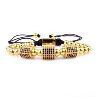 Zinc Alloy Bracelet with Cotton Thread plated Adjustable & Unisex & micro pave cubic zirconia Length Approx 29 cm Sold By PC