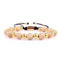 Zinc Alloy Bracelet with Cotton Thread plated Adjustable & Unisex & micro pave cubic zirconia 8mm Length Approx 29 cm Sold By PC
