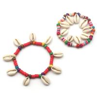 coquille bracelet, avec argile de polymère & bois, pour femme, plus de couleurs à choisir, Longueur:Environ 18 cm, Vendu par PC