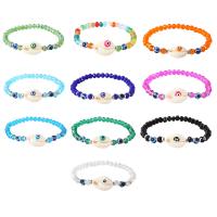 Evil Eye Jewelry Bracelet, Shell, with Glass Beads, for woman & enamel, more colors for choice, Length:Approx 18 cm, Sold By PC