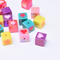 Acrylic Jewelry Beads, Square, DIY & different designs for choice, more colors for choice, 16x16mm, 10PCs/Bag, Sold By Bag