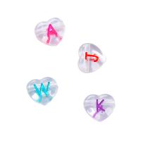 Perles acryliques transparentes, Acrylique, coeur, DIY, Couleur aléatoire, 11x11mm, 100PC/sac, Vendu par sac