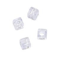 Transparent Acrylic Beads Square DIY white Sold By Bag