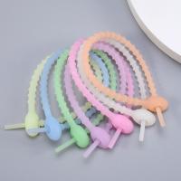 Silicone Keychain Cable Ring, DIY & luminated, mixed colors, Length:215 mm, 10PCs/Bag, Sold By Bag