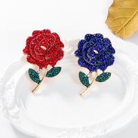 Zinc Alloy Brooches with enamel Rose plated for woman & with rhinestone nickel lead & cadmium free Sold By PC