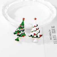 Christmas Brooches Zinc Alloy with enamel Christmas Tree plated Christmas Design & for woman & with rhinestone nickel lead & cadmium free Sold By PC