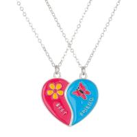 Zinc Alloy Jewelry Necklace with enamel Heart plated 2 pieces & for woman & with rhinestone nickel lead & cadmium free Length Approx 50 cm Sold By PC