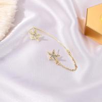 Brass Stud Earring Star plated fashion jewelry & for woman & with rhinestone gold nickel lead & cadmium free 97mm Sold By PC