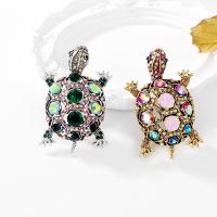 Tibetan Style Brooches, Turtle, plated, for woman & with rhinestone, more colors for choice, nickel, lead & cadmium free, 38x58mm, Sold By PC