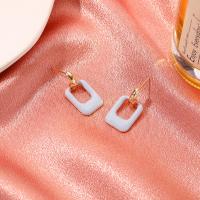 Zinc Alloy Stud Earring with enamel Square plated fashion jewelry & for woman & hollow nickel lead & cadmium free Sold By Pair