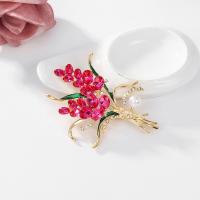 Zinc Alloy Brooches with Plastic Pearl Wheat plated for woman & with rhinestone nickel lead & cadmium free Sold By PC
