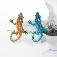 Tibetan Style Brooches, with enamel, Gecko, plated, for woman & with rhinestone, more colors for choice, nickel, lead & cadmium free, 53x78mm, Sold By PC