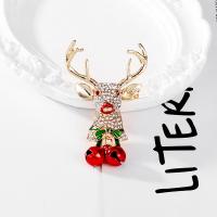 Christmas Brooches Zinc Alloy with enamel Christmas Design & for woman & with rhinestone nickel lead & cadmium free Sold By PC